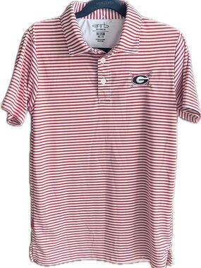 Garb Boys' Red & White Striped Polo - Georgia Bulldogs Logo
